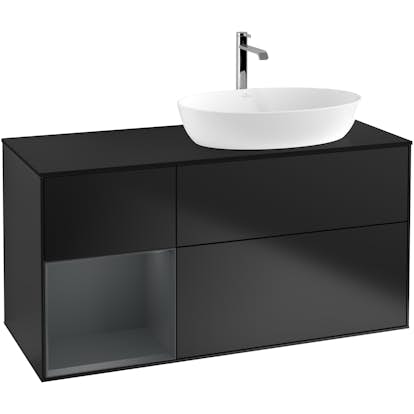 Tvättställsskåp Villeroy & Boch Finion med 3 Lådor Hylla och Bänkskiva för Ocentrerat Tvättställ från Artis & Collaro