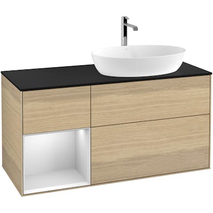 Tvättställsskåp Villeroy & Boch Finion med 3 Lådor Hylla och Bänkskiva för Ocentrerat Tvättställ från Artis & Collaro