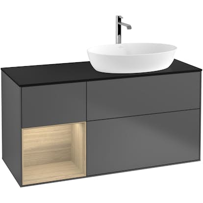 Tvättställsskåp Villeroy & Boch Finion med 3 Lådor Hylla och Bänkskiva för Ocentrerat Tvättställ från Artis & Collaro