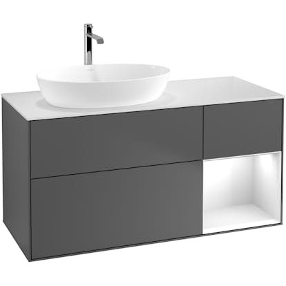 Tvättställsskåp Villeroy & Boch Finion med 3 Lådor Hylla och Bänkskiva för Ocentrerat Tvättställ från Artis & Collaro