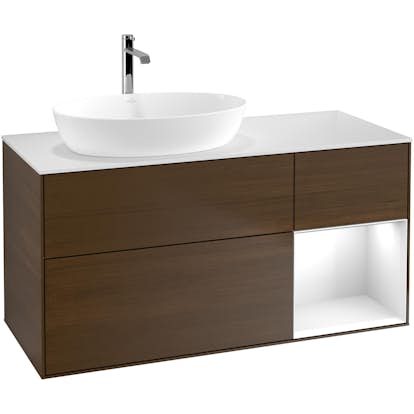 Tvättställsskåp Villeroy & Boch Finion med 3 Lådor Hylla och Bänkskiva för Ocentrerat Tvättställ från Artis & Collaro