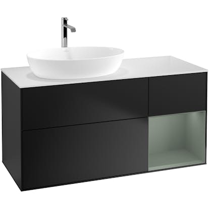 Tvättställsskåp Villeroy & Boch Finion med 3 Lådor Hylla och Bänkskiva för Ocentrerat Tvättställ från Artis & Collaro