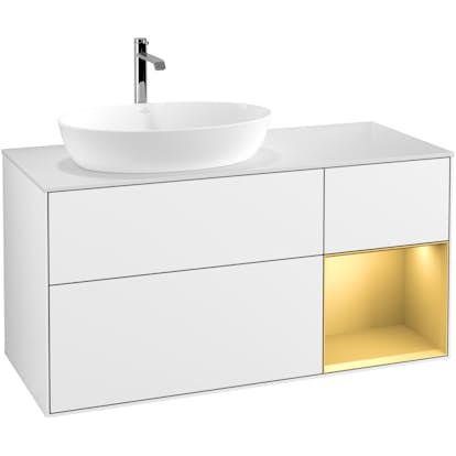 Tvättställsskåp Villeroy & Boch Finion med 3 Lådor Hylla och Bänkskiva för Ocentrerat Tvättställ från Artis & Collaro