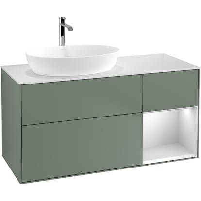 Tvättställsskåp Villeroy & Boch Finion med 3 Lådor Hylla och Bänkskiva för Ocentrerat Tvättställ från Artis & Collaro