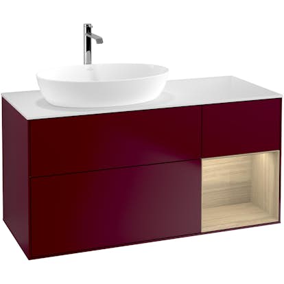 Tvättställsskåp Villeroy & Boch Finion med 3 Lådor Hylla och Bänkskiva för Ocentrerat Tvättställ från Artis & Collaro