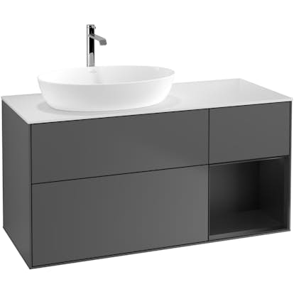 Tvättställsskåp Villeroy & Boch Finion med 3 Lådor Hylla och Bänkskiva för Ocentrerat Tvättställ från Artis & Collaro