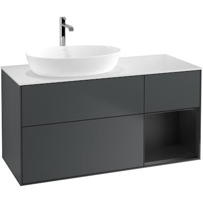 Tvättställsskåp Villeroy & Boch Finion med 3 Lådor Hylla och Bänkskiva för Ocentrerat Tvättställ från Artis & Collaro