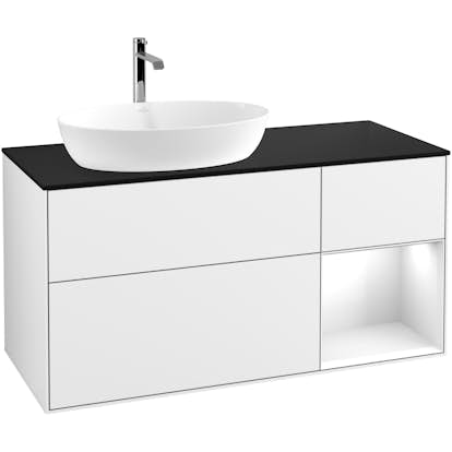 Tvättställsskåp Villeroy & Boch Finion med 3 Lådor Hylla och Bänkskiva för Ocentrerat Tvättställ från Artis & Collaro