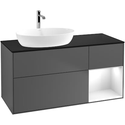 Tvättställsskåp Villeroy & Boch Finion med 3 Lådor Hylla och Bänkskiva för Ocentrerat Tvättställ från Artis & Collaro