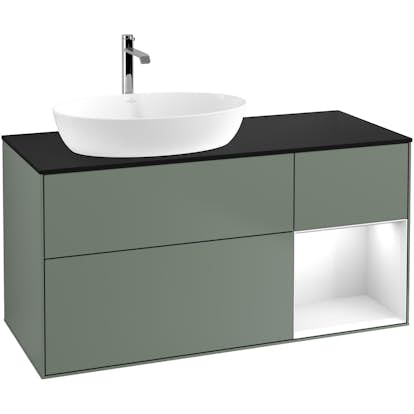 Tvättställsskåp Villeroy & Boch Finion med 3 Lådor Hylla och Bänkskiva för Ocentrerat Tvättställ från Artis & Collaro