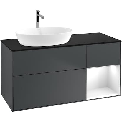 Tvättställsskåp Villeroy & Boch Finion med 3 Lådor Hylla och Bänkskiva för Ocentrerat Tvättställ från Artis & Collaro