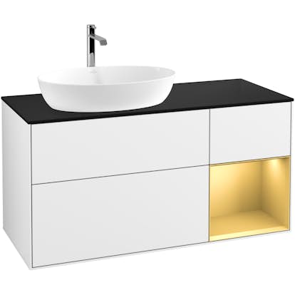 Tvättställsskåp Villeroy & Boch Finion med 3 Lådor Hylla och Bänkskiva för Ocentrerat Tvättställ från Artis & Collaro