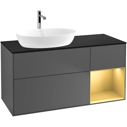 Tvättställsskåp Villeroy & Boch Finion med 3 Lådor Hylla och Bänkskiva för Ocentrerat Tvättställ från Artis & Collaro