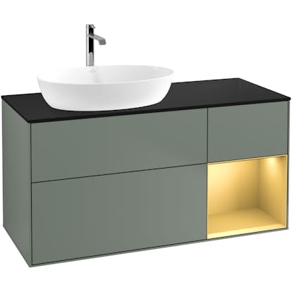 Tvättställsskåp Villeroy & Boch Finion med 3 Lådor Hylla och Bänkskiva för Ocentrerat Tvättställ från Artis & Collaro