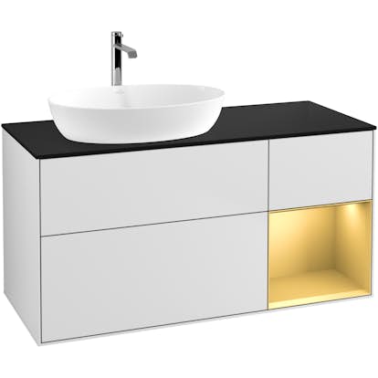 Tvättställsskåp Villeroy & Boch Finion med 3 Lådor Hylla och Bänkskiva för Ocentrerat Tvättställ från Artis & Collaro