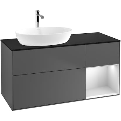 Tvättställsskåp Villeroy & Boch Finion med 3 Lådor Hylla och Bänkskiva för Ocentrerat Tvättställ från Artis & Collaro