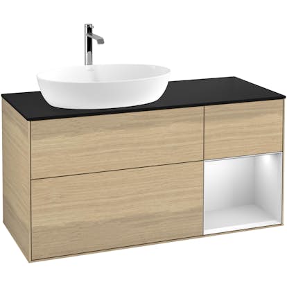 Tvättställsskåp Villeroy & Boch Finion med 3 Lådor Hylla och Bänkskiva för Ocentrerat Tvättställ från Artis & Collaro