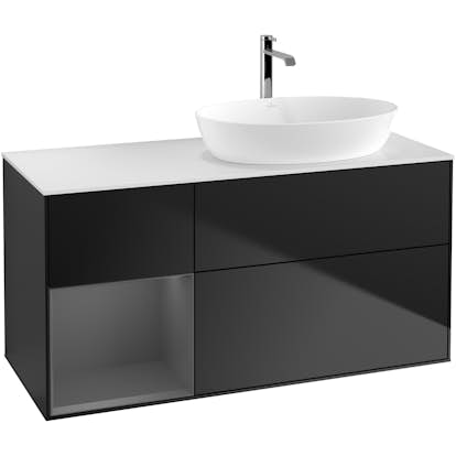 Tvättställsskåp Villeroy & Boch Finion med 3 Lådor Hylla och Bänkskiva för Ocentrerat Tvättställ från Artis & Collaro