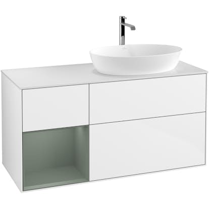 Tvättställsskåp Villeroy & Boch Finion med 3 Lådor Hylla och Bänkskiva för Ocentrerat Tvättställ från Artis & Collaro