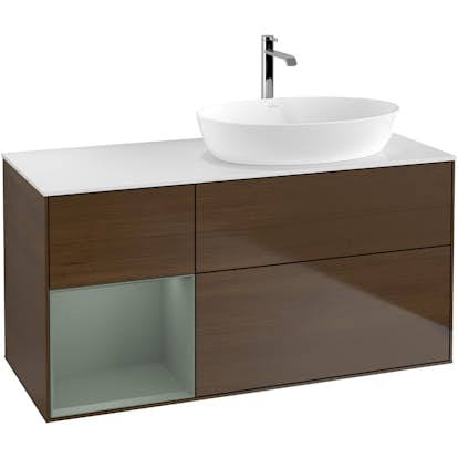 Tvättställsskåp Villeroy & Boch Finion med 3 Lådor Hylla och Bänkskiva för Ocentrerat Tvättställ från Artis & Collaro