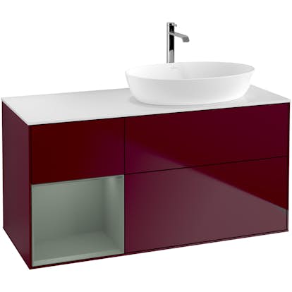 Tvättställsskåp Villeroy & Boch Finion med 3 Lådor Hylla och Bänkskiva för Ocentrerat Tvättställ från Artis & Collaro