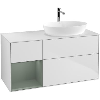 Tvättställsskåp Villeroy & Boch Finion med 3 Lådor Hylla och Bänkskiva för Ocentrerat Tvättställ från Artis & Collaro