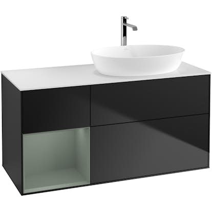 Tvättställsskåp Villeroy & Boch Finion med 3 Lådor Hylla och Bänkskiva för Ocentrerat Tvättställ från Artis & Collaro