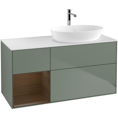 Tvättställsskåp Villeroy & Boch Finion med 3 Lådor Hylla och Bänkskiva för Ocentrerat Tvättställ från Artis & Collaro