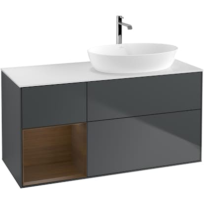 Tvättställsskåp Villeroy & Boch Finion med 3 Lådor Hylla och Bänkskiva för Ocentrerat Tvättställ från Artis & Collaro