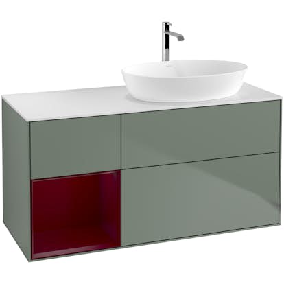 Tvättställsskåp Villeroy & Boch Finion med 3 Lådor Hylla och Bänkskiva för Ocentrerat Tvättställ från Artis & Collaro