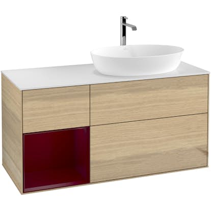 Tvättställsskåp Villeroy & Boch Finion med 3 Lådor Hylla och Bänkskiva för Ocentrerat Tvättställ från Artis & Collaro