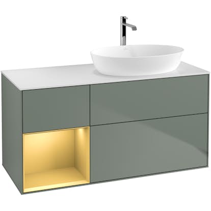 Tvättställsskåp Villeroy & Boch Finion med 3 Lådor Hylla och Bänkskiva för Ocentrerat Tvättställ från Artis & Collaro