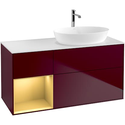 Tvättställsskåp Villeroy & Boch Finion med 3 Lådor Hylla och Bänkskiva för Ocentrerat Tvättställ från Artis & Collaro