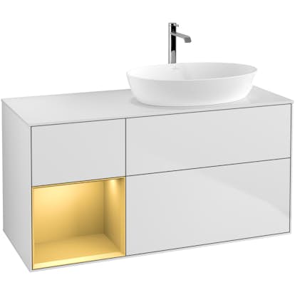 Tvättställsskåp Villeroy & Boch Finion med 3 Lådor Hylla och Bänkskiva för Ocentrerat Tvättställ från Artis & Collaro