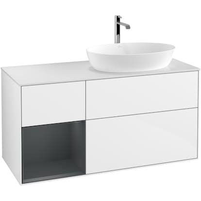 Tvättställsskåp Villeroy & Boch Finion med 3 Lådor Hylla och Bänkskiva för Ocentrerat Tvättställ från Artis & Collaro