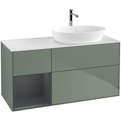 Tvättställsskåp Villeroy & Boch Finion med 3 Lådor Hylla och Bänkskiva för Ocentrerat Tvättställ från Artis & Collaro