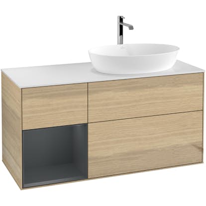 Tvättställsskåp Villeroy & Boch Finion med 3 Lådor Hylla och Bänkskiva för Ocentrerat Tvättställ från Artis & Collaro