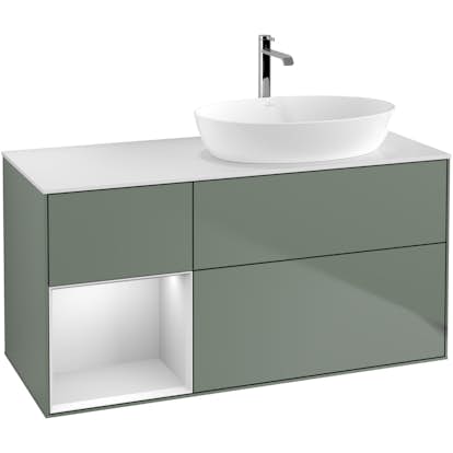Tvättställsskåp Villeroy & Boch Finion med 3 Lådor Hylla och Bänkskiva för Ocentrerat Tvättställ från Artis & Collaro