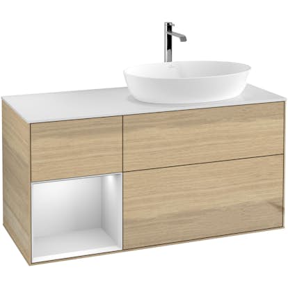 Tvättställsskåp Villeroy & Boch Finion med 3 Lådor Hylla och Bänkskiva för Ocentrerat Tvättställ från Artis & Collaro