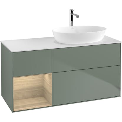 Tvättställsskåp Villeroy & Boch Finion med 3 Lådor Hylla och Bänkskiva för Ocentrerat Tvättställ från Artis & Collaro