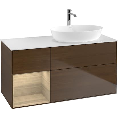 Tvättställsskåp Villeroy & Boch Finion med 3 Lådor Hylla och Bänkskiva för Ocentrerat Tvättställ från Artis & Collaro