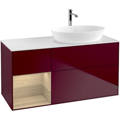 Tvättställsskåp Villeroy & Boch Finion med 3 Lådor Hylla och Bänkskiva för Ocentrerat Tvättställ från Artis & Collaro