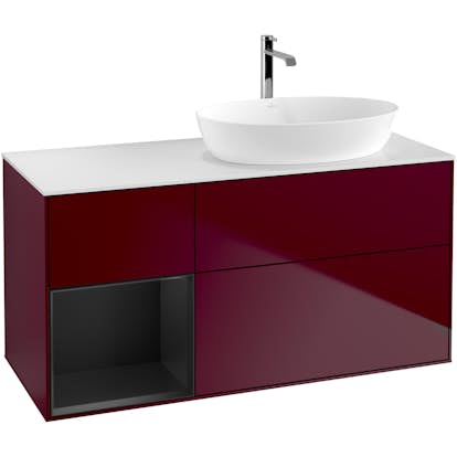 Tvättställsskåp Villeroy & Boch Finion med 3 Lådor Hylla och Bänkskiva för Ocentrerat Tvättställ från Artis & Collaro