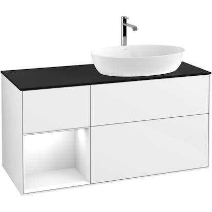 Tvättställsskåp Villeroy & Boch Finion med 3 Lådor Hylla och Bänkskiva för Ocentrerat Tvättställ från Artis & Collaro