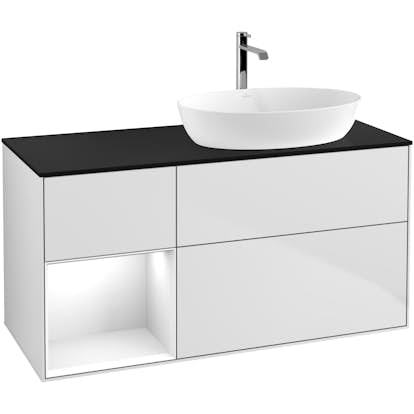 Tvättställsskåp Villeroy & Boch Finion med 3 Lådor Hylla och Bänkskiva för Ocentrerat Tvättställ från Artis & Collaro