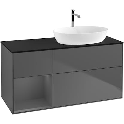 Tvättställsskåp Villeroy & Boch Finion med 3 Lådor Hylla och Bänkskiva för Ocentrerat Tvättställ från Artis & Collaro