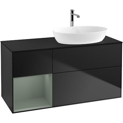 Tvättställsskåp Villeroy & Boch Finion med 3 Lådor Hylla och Bänkskiva för Ocentrerat Tvättställ från Artis & Collaro