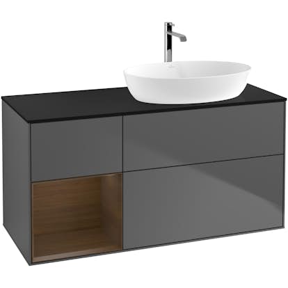 Tvättställsskåp Villeroy & Boch Finion med 3 Lådor Hylla och Bänkskiva för Ocentrerat Tvättställ från Artis & Collaro