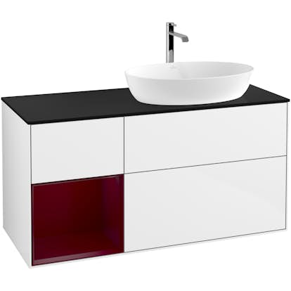 Tvättställsskåp Villeroy & Boch Finion med 3 Lådor Hylla och Bänkskiva för Ocentrerat Tvättställ från Artis & Collaro