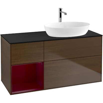 Tvättställsskåp Villeroy & Boch Finion med 3 Lådor Hylla och Bänkskiva för Ocentrerat Tvättställ från Artis & Collaro